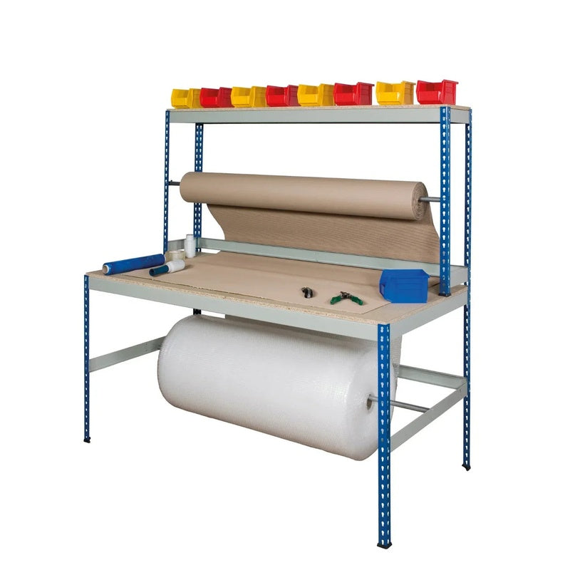 Packing Bench with Roll Holders and Bins